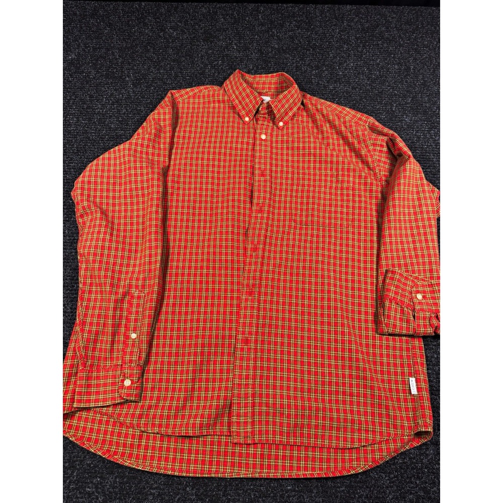 J Crew Mens L Red Tartan Plaid Shirt 100% Cotton Button Down Preppy Holiday